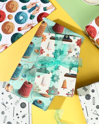 12 Sheets Sewing Theme Wrapping Paper (12 Count)