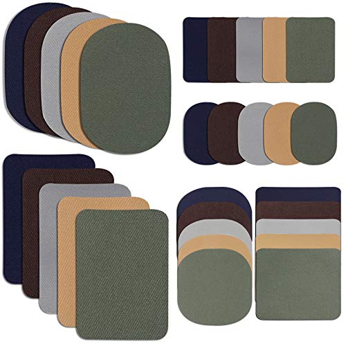 30 Pieces Twill Fabric Patches Fabric Repair Patches Iron on Twill Patch Clothing Repair Patch Kit for Jacket Clothes (30 Count)