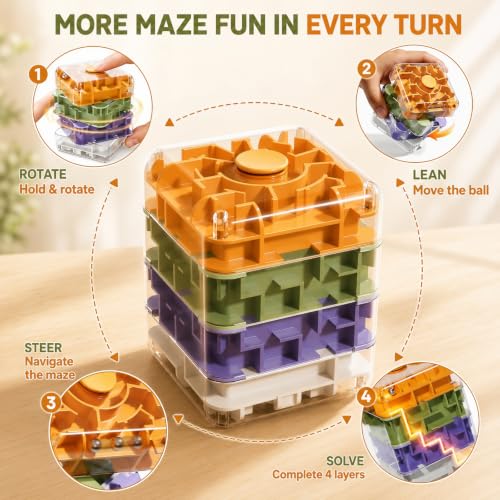 4 Layer 2 in 1 3D Rolling Ball Maze Cube