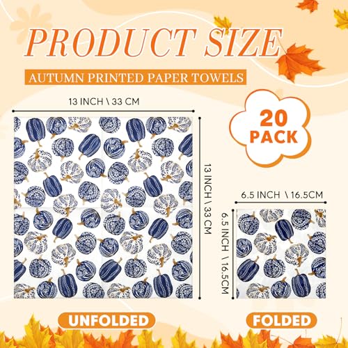 20 Pack Autumn Decoupage Napkins Cocktail Decorative Paper Napkins (20 Count)