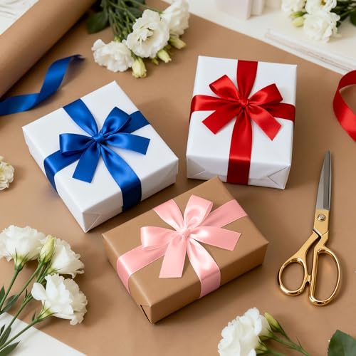 1-1/2 Inch 100 Yards Satin Ribbon Dusty Pink, Solid Color Fabric Ribbon for Gift Wrapping, Wedding, Polyester Gift Ribbon for Birthday Party Decoration, Craft, Hair, Floral, Sewing (300 Foot)