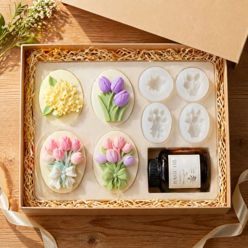 4PCS 3D Flower Bouquet Silicone Molds for Soap