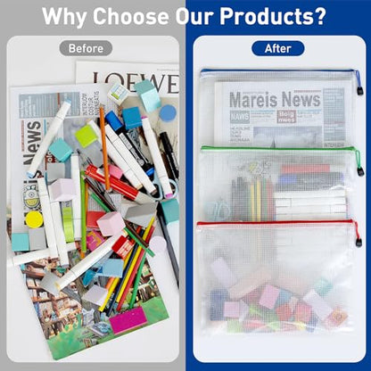 9pcs A4 Mesh Zipper Pouch Bags (9 Count)