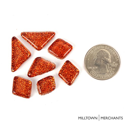 Orange Glitter Mosaic Tile Pieces