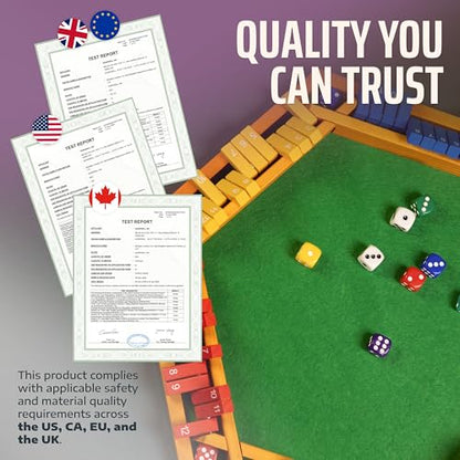 Color Shut The Box Game Wooden Board for 1