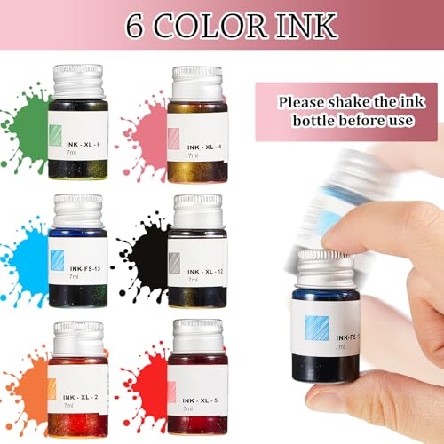 14 Pcs Glass Dip Pen Ink Set for Art Supplies (6 Count)