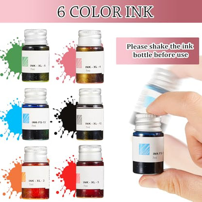 14 Pcs Glass Dip Pen Ink Set for Art Supplies (6 Count)