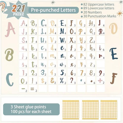 221 Pcs Boho Bulletin Board Letters for Classroom Wall (221 Count)
