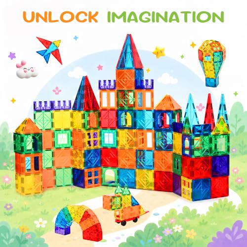 100 Pcs Magnetic Tiles Magnet 3D Building Blocks Set (100 Count)