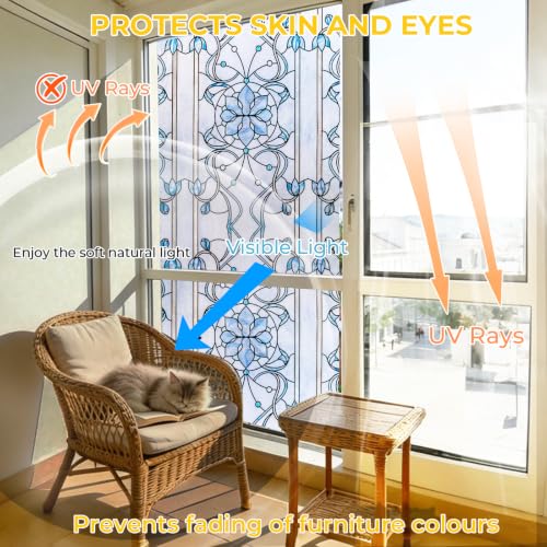 3D Stained Glass Window Privacy Film Decorative Non (830.04 sq inch)