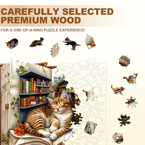 Cat in The Book Wooden Puzzles for Adults