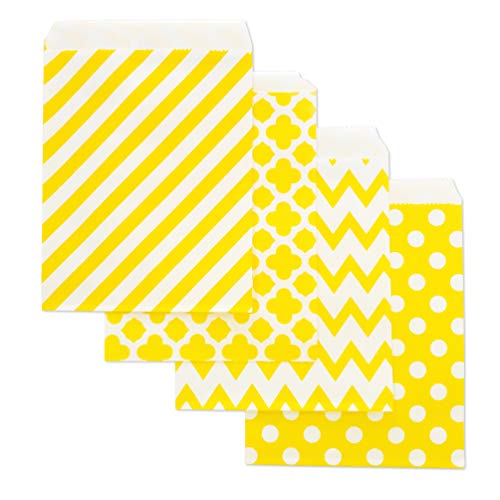 100 Pcs Yellow Candy Buffet Bags Small Cookie Bags Polka Dot Paper Treat Bag for Wedding Birthday Party (100 Count)