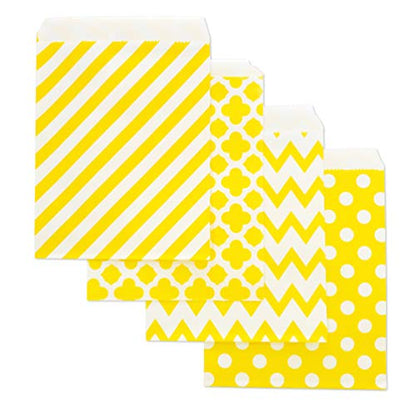 100 Pcs Yellow Candy Buffet Bags Small Cookie Bags Polka Dot Paper Treat Bag for Wedding Birthday Party (100 Count)
