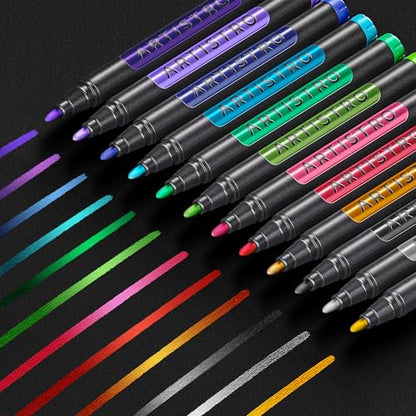 12 Metallic Paint Pens for Glass Marking (12 Count)
