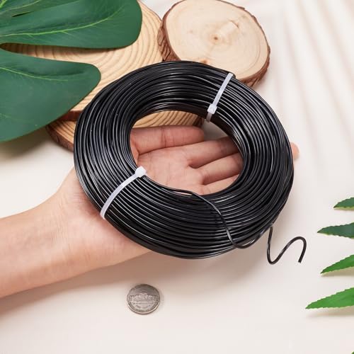 180 Feet 12 Gauge Aluminum Wire Black Bendable Metal Craft Wire for Beading Jewelry Craft Making (180 Foot)