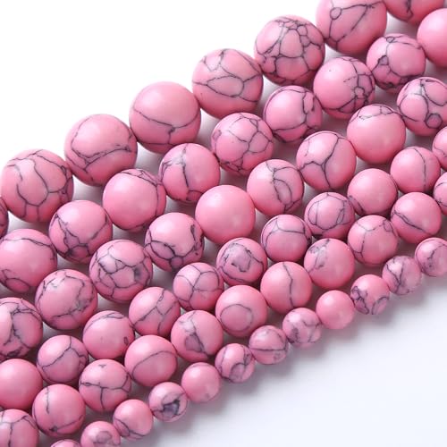 45pcs 8mm Pink Turquoise Beads Natural Stone Round Loose Spacer Beads for Jewelry Making DIY Bracelet Necklace 1 Strand 15inch