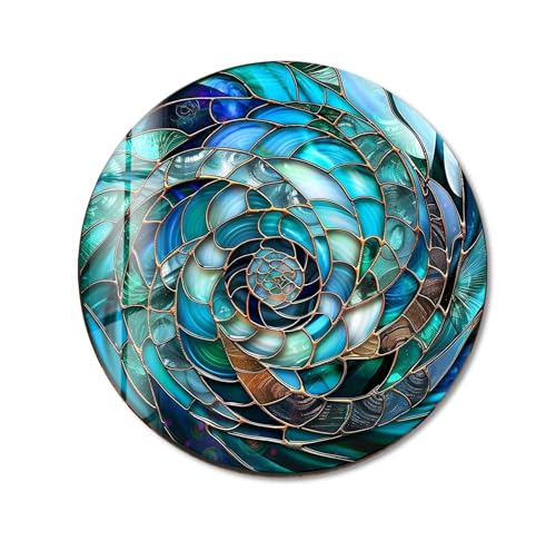 31.5''(80cm) Diameter Ocean Vortex Spiral Round Glass Wall Art Tempered Glass Printing Wall Decor Large Wall Art Wall Hangings