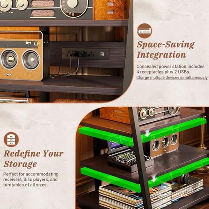 4 Tier AV Media Stand with Power Strips