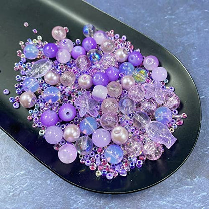 Assorted Glass Resin Beads Multi Size Colors Smooth Cracked Gravel Millet Spacer Beads for Bracelets Necklace Earring DIY Jewelry Making Craft