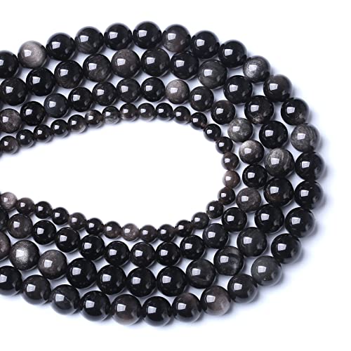 45pcs 8mm AAA Natural Obsidian Stone Beads Gemstone Round Loose Beads for Jewelry Making DIY Bracelet (16 Count)
