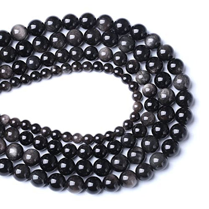 45pcs 8mm AAA Natural Obsidian Stone Beads Gemstone Round Loose Beads for Jewelry Making DIY Bracelet (16 Count)