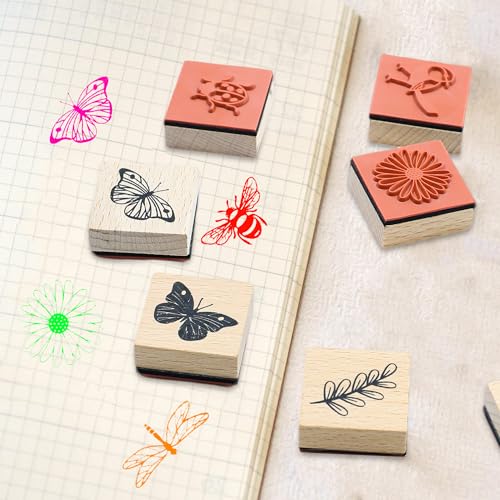 9 PCS Vintage Wooden Rubber Stamps (9 Count)