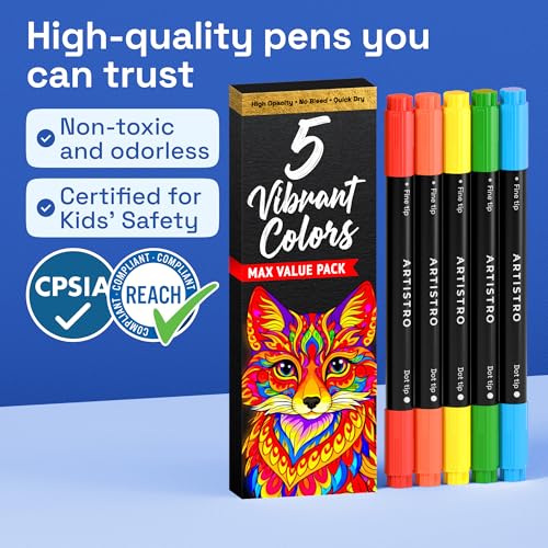Dual Tip Acrylic Paint Marker Pens (5 Count)