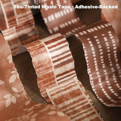 Tea Dyed Scrapbook Washi Tape Set (6 Count)