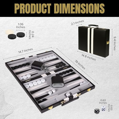 Premium Backgammon 15" Medium Black
