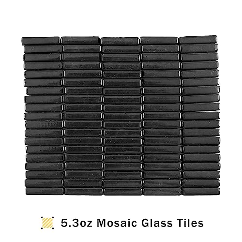 150g Black Strips Glass Mosaic Tiles for Crafts Bulk (5.29 Ounce)