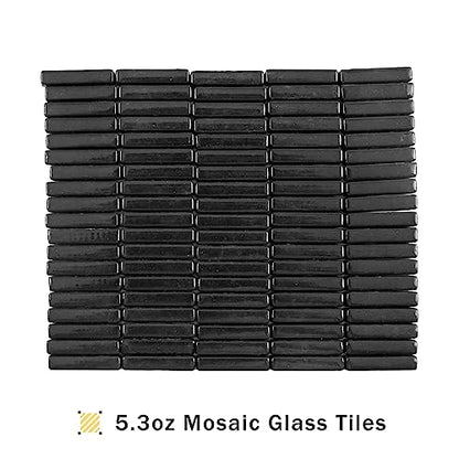 150g Black Strips Glass Mosaic Tiles for Crafts Bulk (5.29 Ounce)