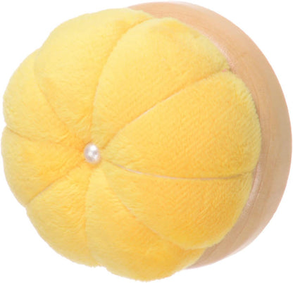 HARFINGTON Wooden Base Needle Pincushions Japanese Style Pin Cushions Round Pin Cushion Needle Holder for Sewing Quilting Needlework DIY Crafts, Yellow