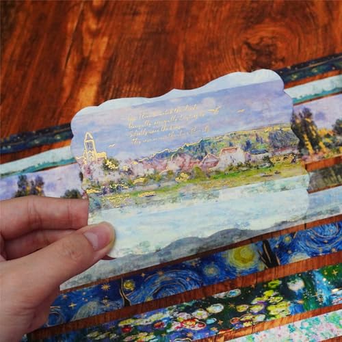 Landscape Washi Tape Set in Oil Painting Style 24 Rolls Scenery Drawing Masking Graphic Decorative Tapes for Arts (24 Count)