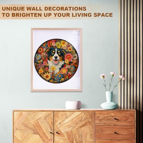 Dog Puzzles Mandala Vibrant Floral Unique Puzzle Adults Gifts for Women Men Wooden 200 Pieces 11.4 * 11.4in Wall Decor