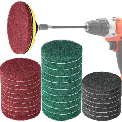 5 Inch 30 PCS Scouring Pads Drill Brush Power Scrubber Cleaning Kit