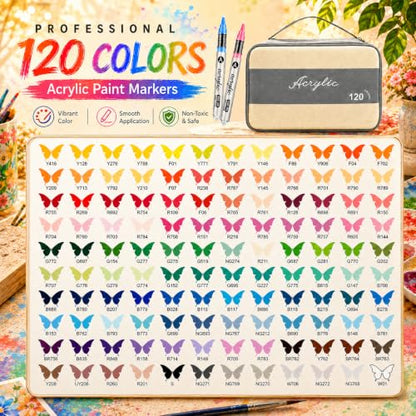 120 Color Acrylic Paint Markers Set (120 Count)