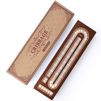 Wooden Cribbage Board Game Set with Magnetic Lock