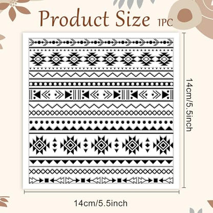 Tribal Elements Style Polymer Clay Texture Sheets Aztec Pattern Silicone Texture Stamp Clay Texture Mat Modeling Pattern Pad Sheets for Jewelry and Earrings Tools