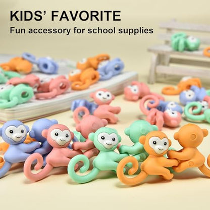 32Pcs Monkey Pencil Top Erasers for Kids