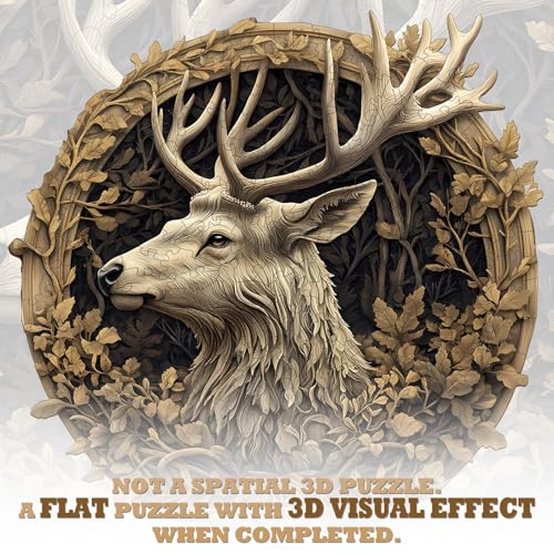 Wooden Puzzles for Adults Deer Jigsaw Puzzle 13.4 * 13.2in 295pcs (295 Count)