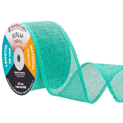 2 Inch Wide Turquoise Burlap Ribbon for Crafts (60 Foot)