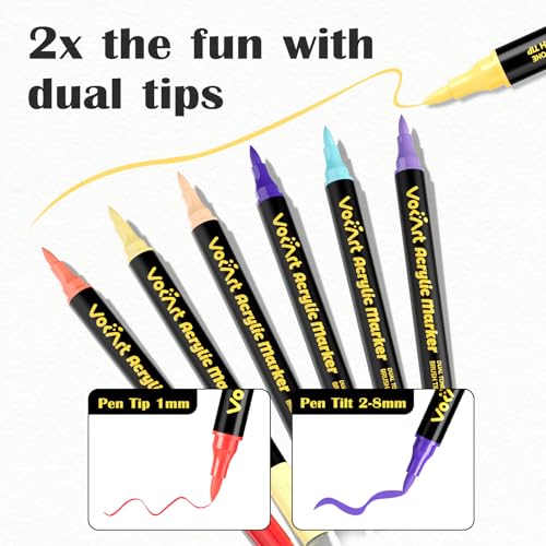 60 Colors Acrylic Paint Markers Brush Tip Paint Pens (30 Count)