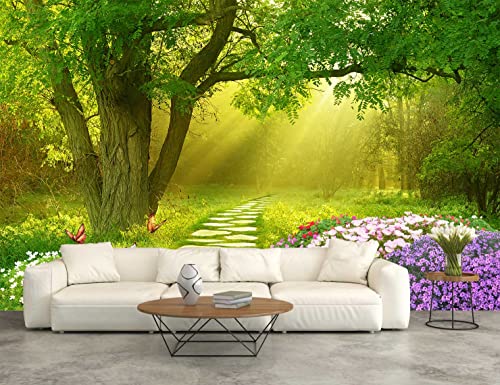 Forest Wallpaper Flower and Road (56.25 Sq Ft)