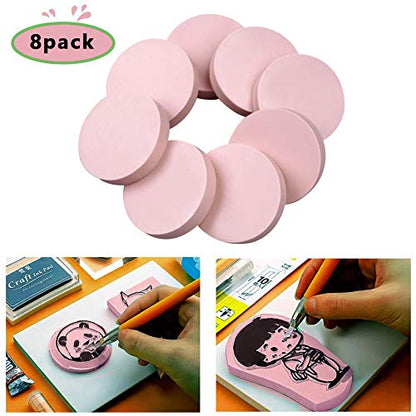 8 Pcs 2"x2" Pink Rubber Carving Blocks for Stamp Soft Rubber Crafts (8 Count)