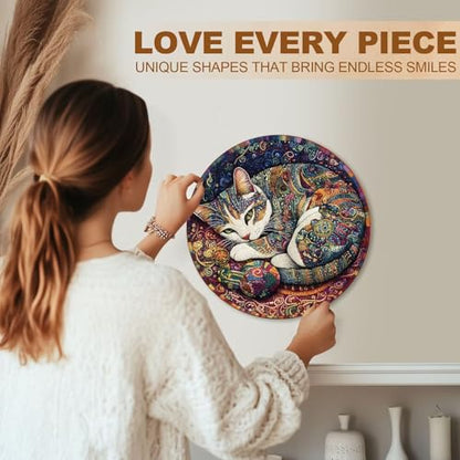 Yarn Cat Puzzles Adults Gifts for Women Men Wooden 200 Pieces 11.4 x 11.4in