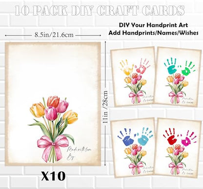10 Pack Tulips Flower Bouquet Handprint Art (10 Count)