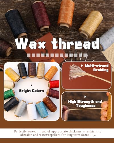 218 Yards Upholstery Thread Heavy Duty Waxed Leather Thread Sewing Kit (9 Count)