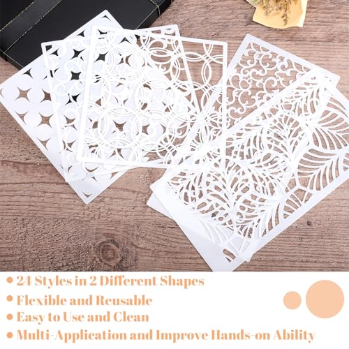 24Pcs Geometric Stencils for Painting (24 Count)