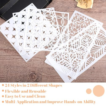 24Pcs Geometric Stencils for Painting (24 Count)