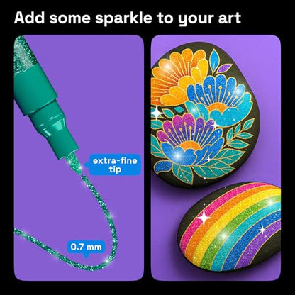12 Glitter Paint Pens for Glass Marking (12 Count)